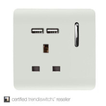 Trendi 1 Gang Artistic Modern Glossy 13 Amp 2 x 2.1mA USB Switched Tactile Plug Socket White