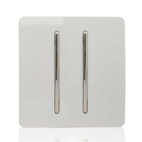 Trendi Switch Trendi 2 Gang 2 Way Modern Glossy 10 Amp Rocker Light Switch White