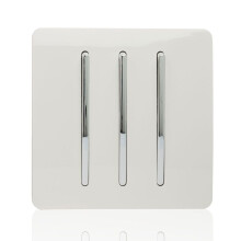 Trendi 3 Gang 2 Way Modern Glossy 10 Amp Rocker Light Switch White