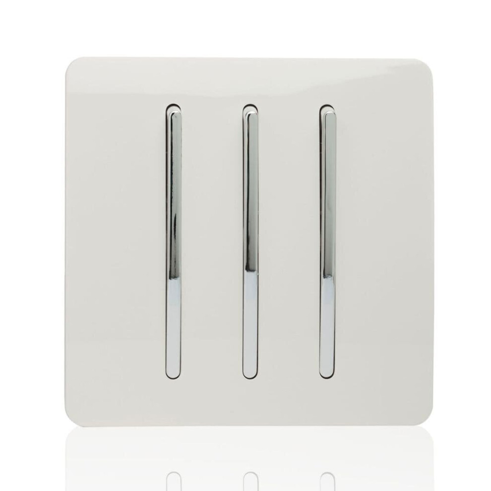 Trendi Switch Trendi 3 Gang 2 Way Modern Glossy 10 Amp Rocker Light Switch White