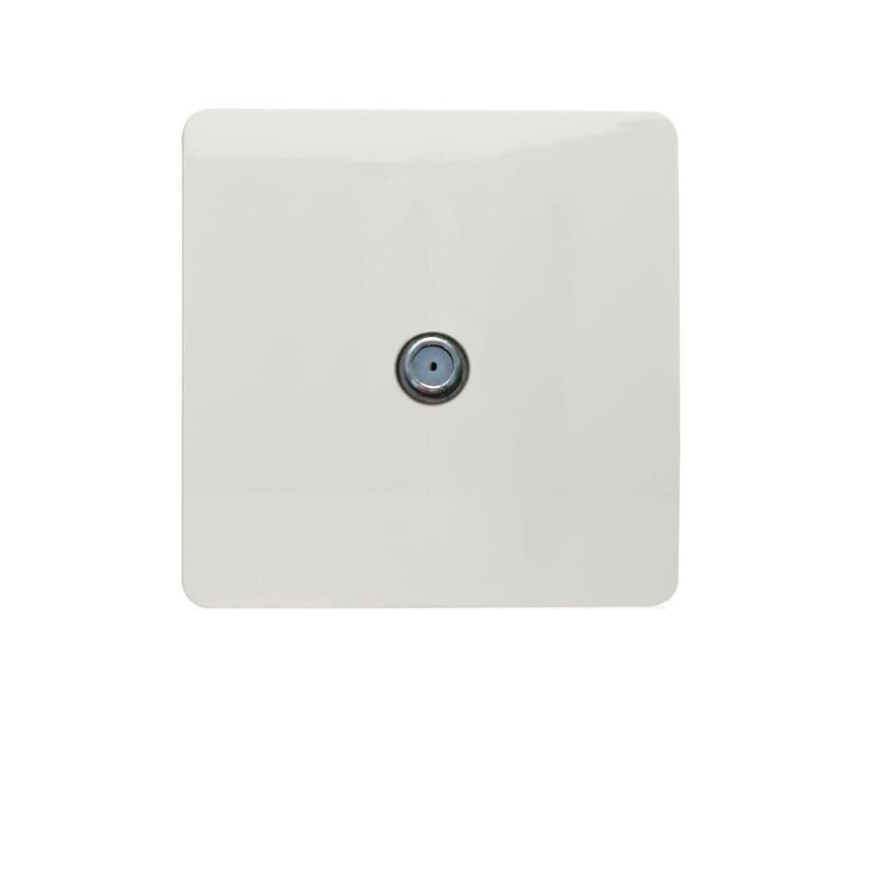 Trendi 1 Gang Artistic Modern Glossy Screwless Television Satellite Socket in White - ART-SATWH