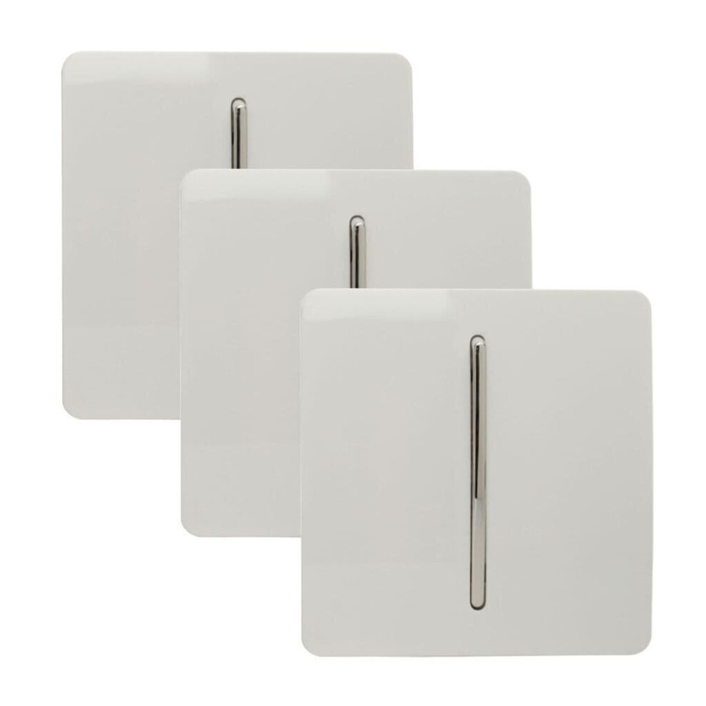 Trendi 1 Gang 2 Way 10 Amp Rocker Light Switch Glossy White (3 Pack)