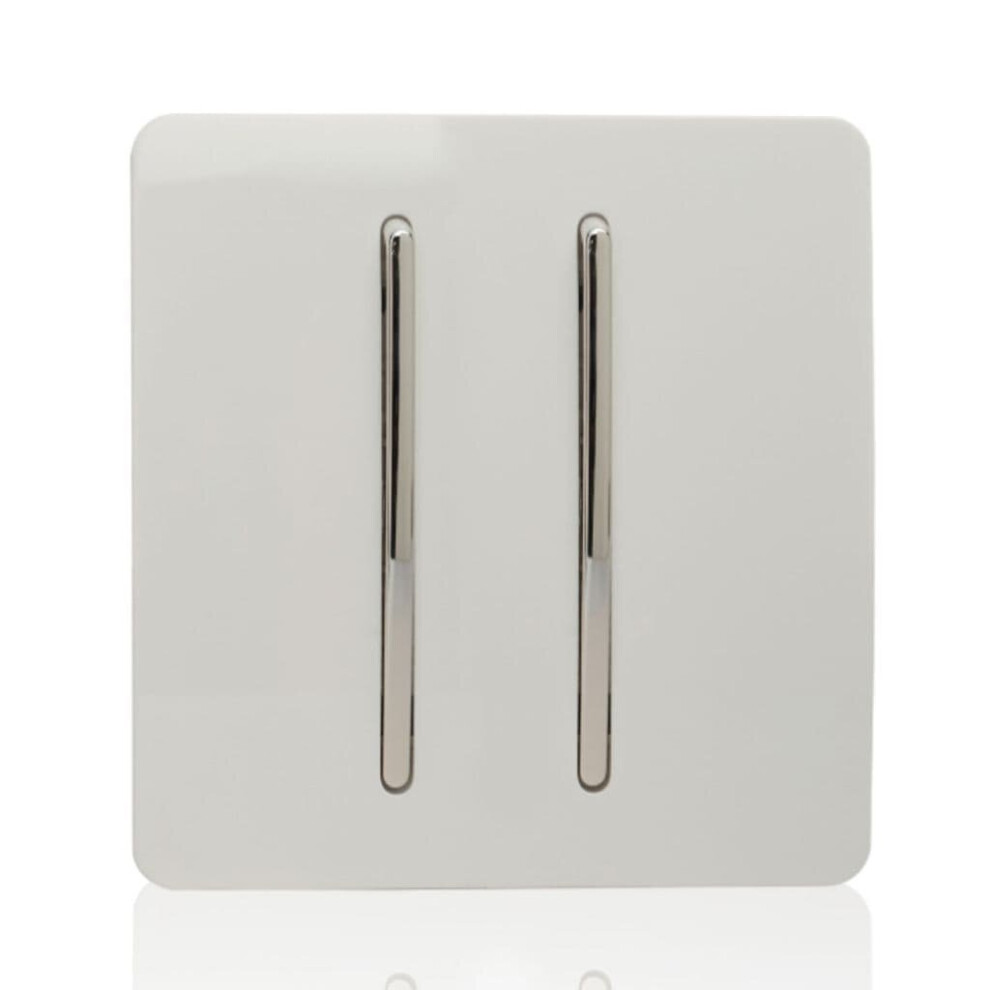 Trendi Switch Trendi 2 Gang Artistic Modern Glossy Tactile Home Automation Switch White