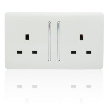 ART-SKT213LWH Trendi 2-Gang Artistic Modern Glossy 13A Switched Plug Socket White