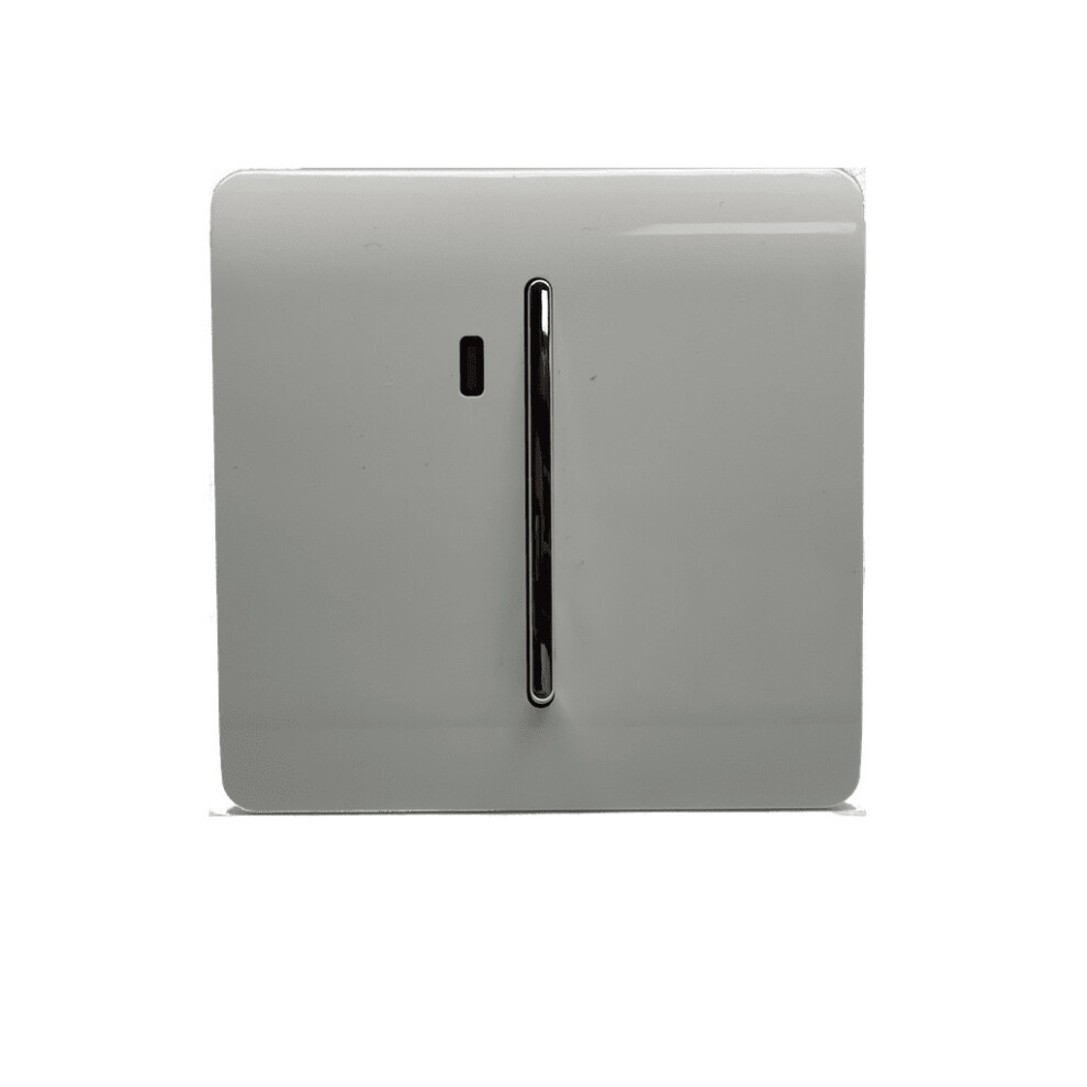 Trendi Modern Glossy 45A Double Pole Tactile Light Switch with Neon Insert White - ART-WHS2WH