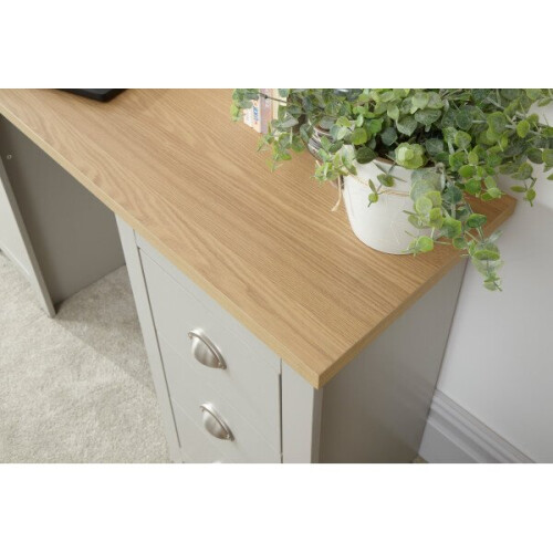 (Grey) Lancaster 4 Drawer Study Desk in Cream Or Grey 1