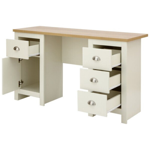 (Cream) Lancaster 4 Drawer Study Desk in Cream Or Grey 1
