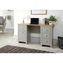 (Grey) Lancaster 4 Drawer Study Desk in Cream Or Grey