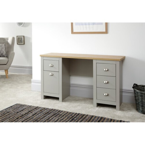 (Grey) Lancaster 4 Drawer Study Desk in Cream Or Grey 2