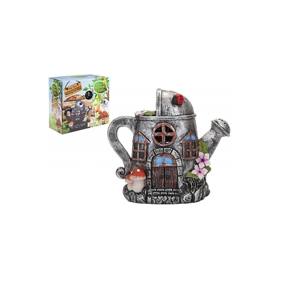 The Faries Enchanted Garden LED Solar Fairy Powered Watering Can House