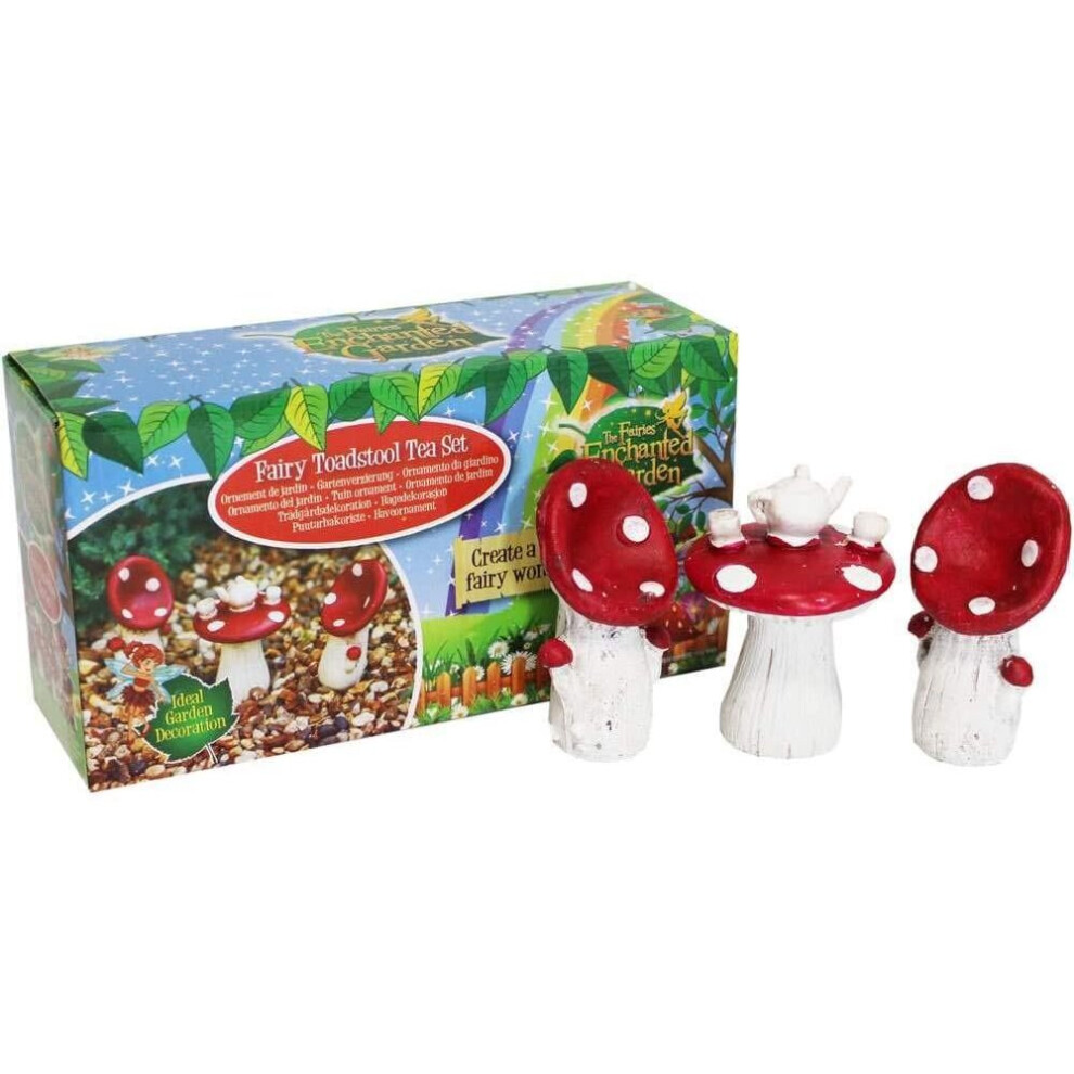 The Faries Enchanted Garden Fairy Toadstool Tea Set Garden Decoration