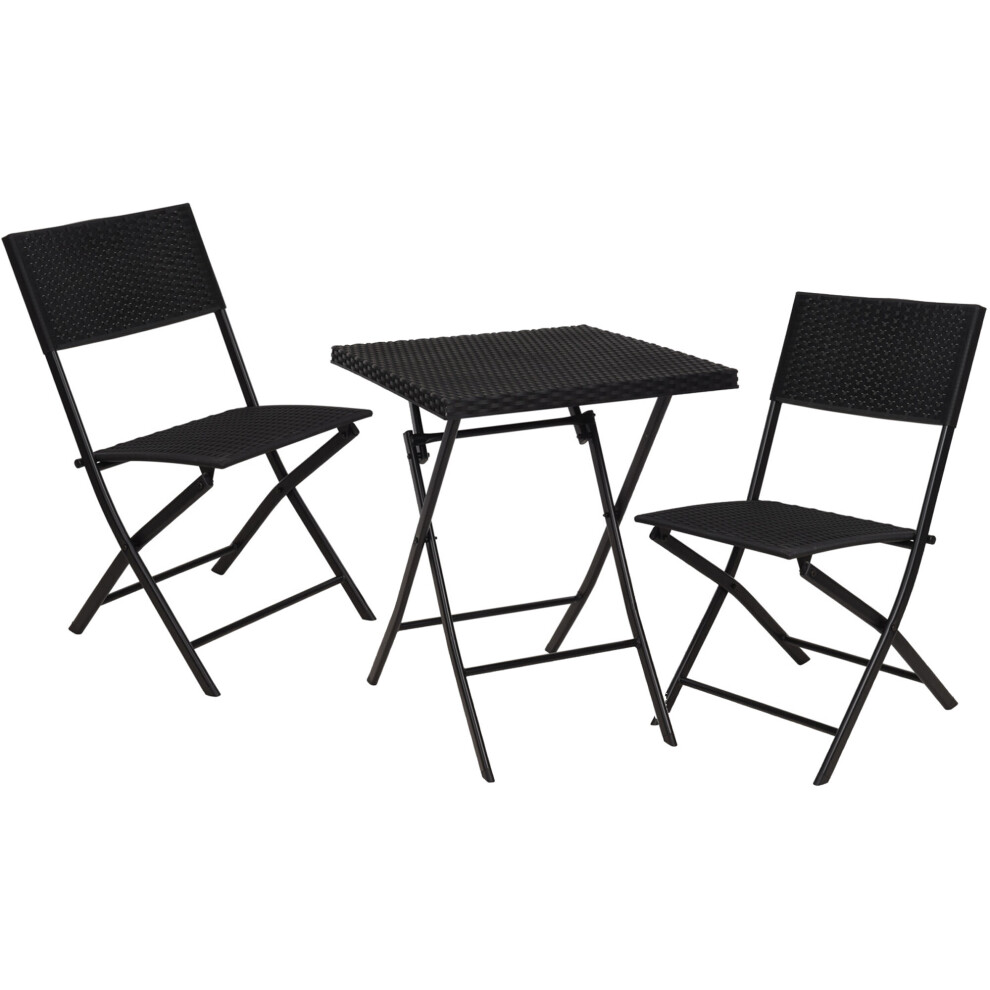 3 Pcs Outside Garden Rattan Foldable Table & Chairs Lounge Set