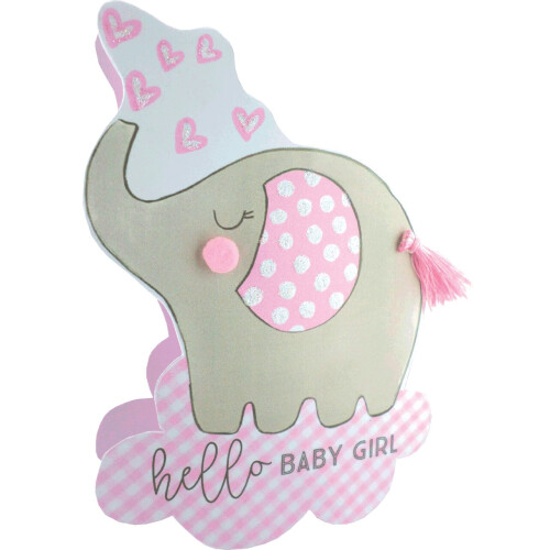 Birth New Baby Girl 3D Paper Dazzle Congratulations Greeting Card