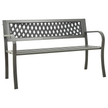 vidaXL Garden Bench 125 cm Steel Grey Outdoor Patio Seating Lounge Side Seat