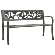 vidaXL Garden Bench 125 cm Steel Grey Outdoor Patio Seating Lounge Side Seat