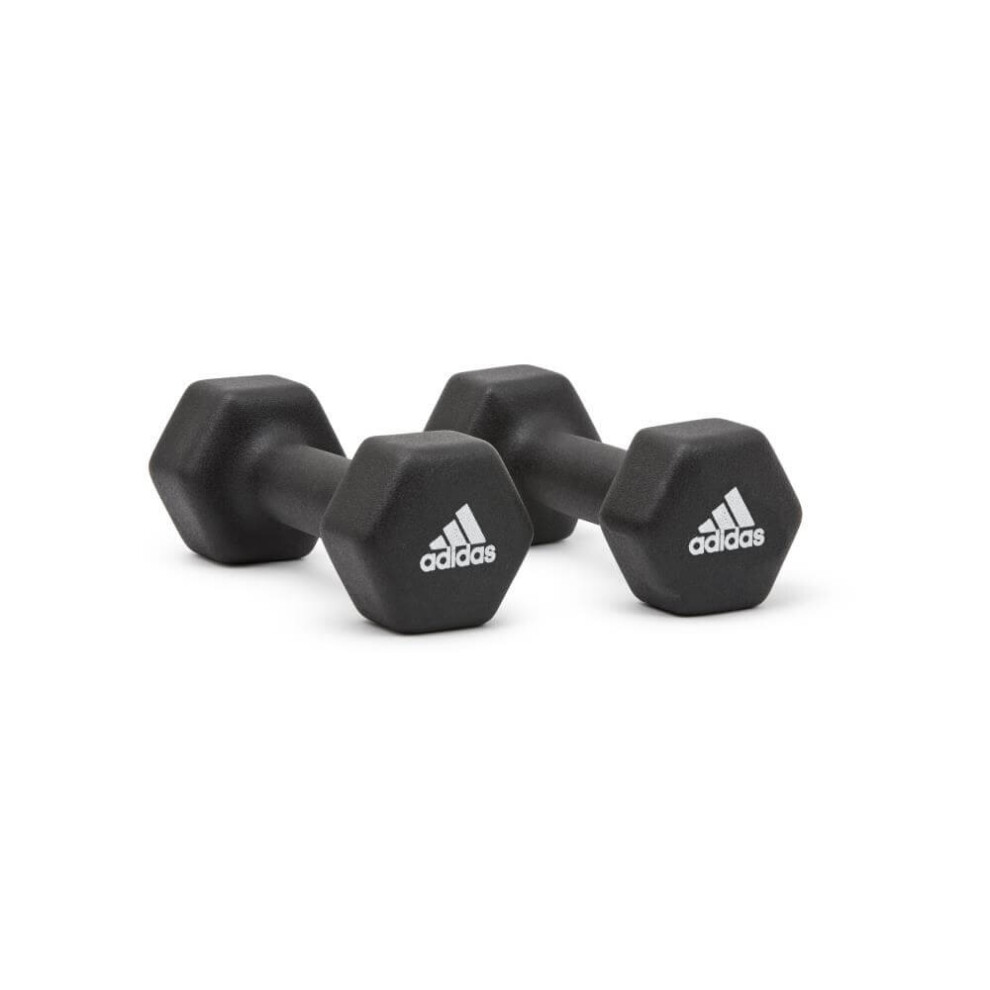 (2 x 1kg) Adidas Hex Dumbbells Neoprene Coated Cast Iron Hand Weights Gym 1-5kg Pairs
