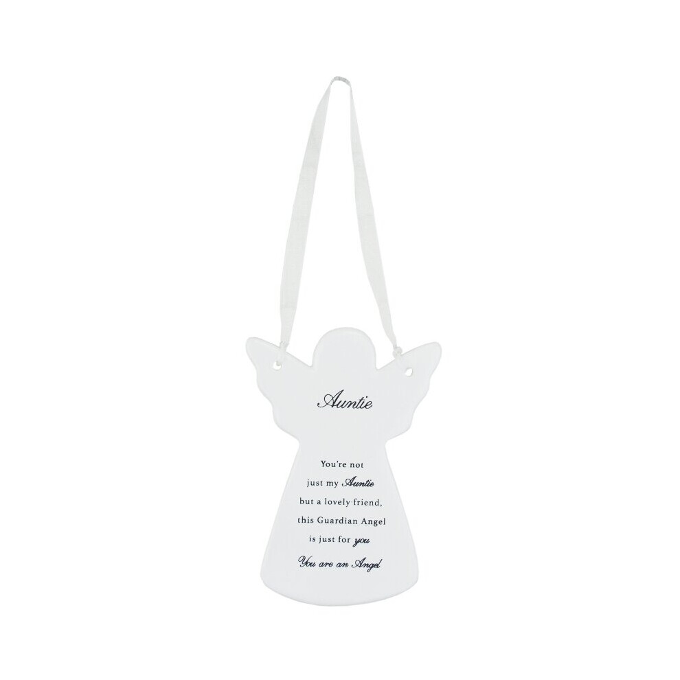 Auntie Ceramic Hanging Guardian Angel With Ribbon Sentimental Gift Idea