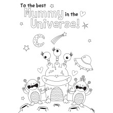Mummy Universe & Aliens Colour-Me-In Mother's Day Greeting Card With Stickers