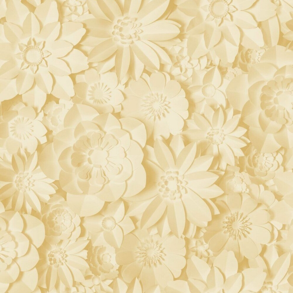 Fine Decor Dimensions Floral Yellow Wallpaper FD42597 - 10m x 52cm, Washable, Offset Match