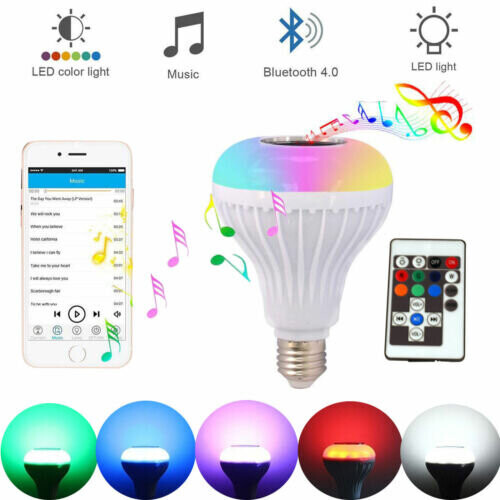 Ranpo RGB E27 12W Wireless Bluetooth LED Speaker Light Bulb Music Playing Lamp+ Remote 1