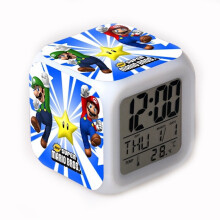 LED-Wecker Super Mario 7 Farbe wechselnde Digital mit Thermometer