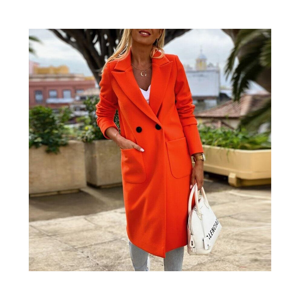 (M, 01 Orange) Autumn Winter Wool Blend Coat
