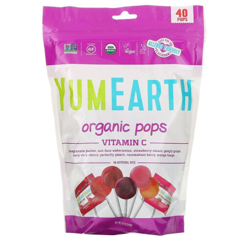 YumEarth, Οργανικό Βιταμίνη C Pop, Μικτές, 40 Ατομικά Πακέτα, 8.7 oz (248 g)