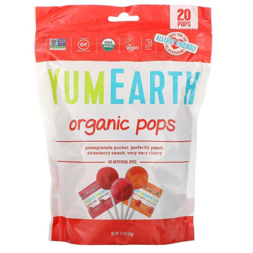YumEarth, Organic Πόπς, Assorted Flavors, 20 Πόπς, 4.3 oz (124 g)