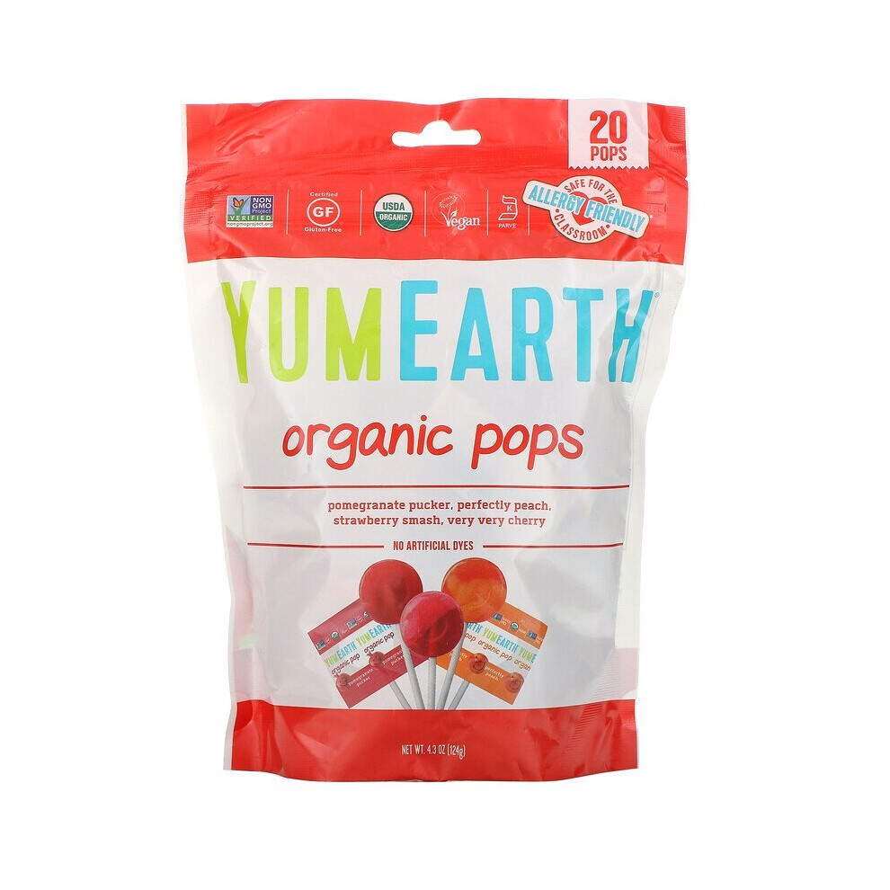 YumEarth, Organic Pops, Assorted Flavors, 20 Pops, 4.2 oz (119.1 g)