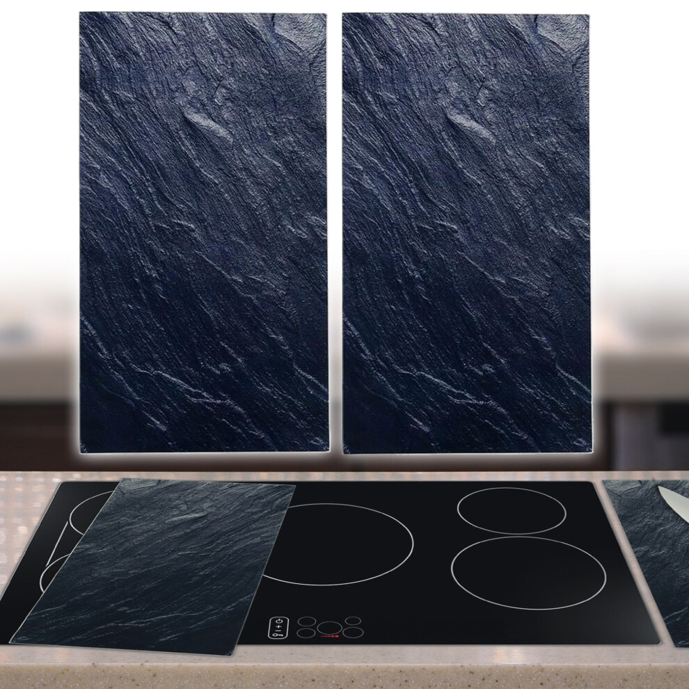 Urbn Chef 2Pcs Kitchen Tempered Glass Chopping Cutting Worktop Stove Cover