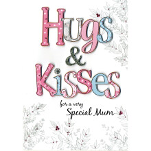 Mother's Day Card Hugs & Kisses Special Mum Embellished Greeting Cards
