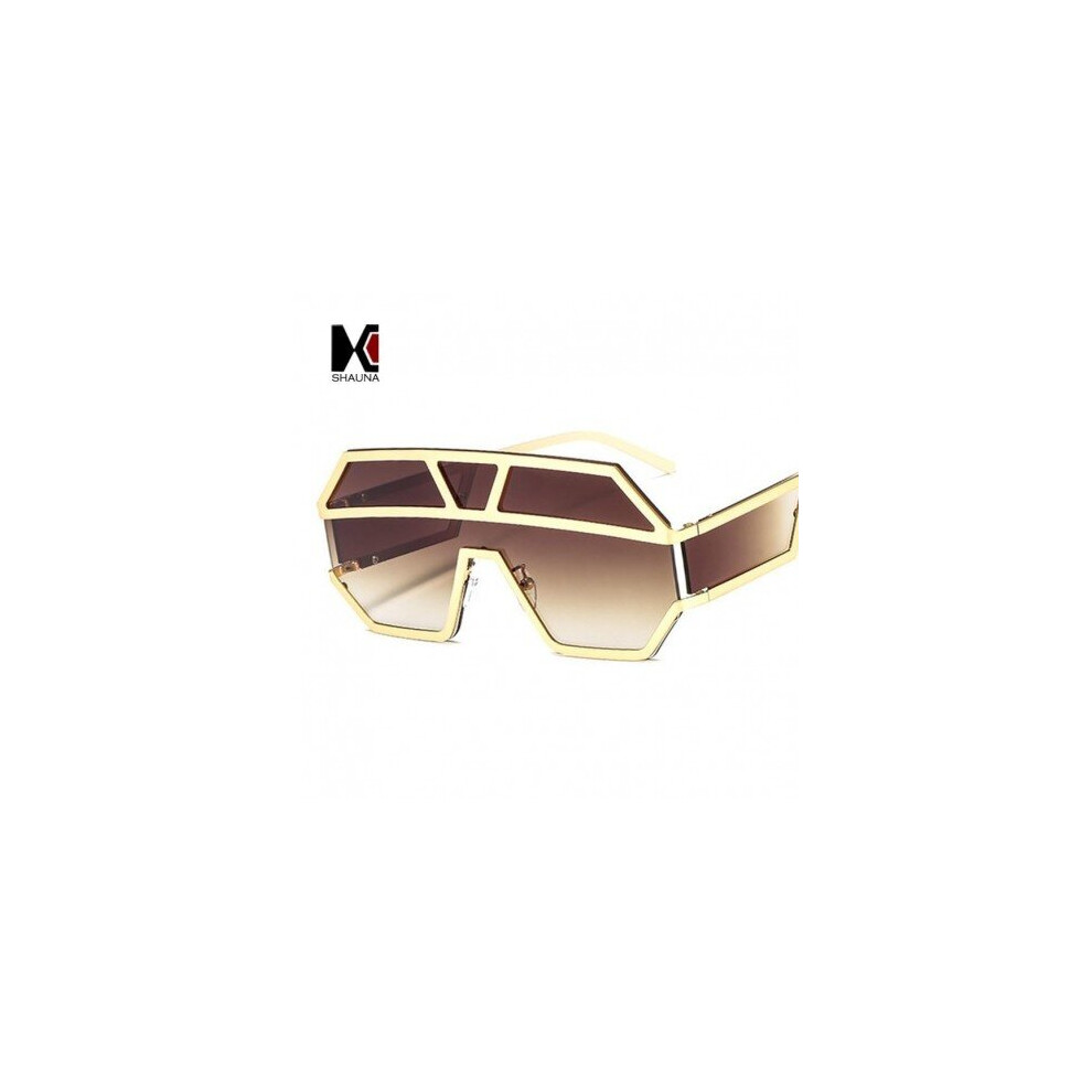 (Tea Gradient) SHAUNA Double Lens Oversize Square Sunglasses Women Fashion Metal Frame Goggle Sun Glasses Men-image-OPC-P6XDS9J-NEW