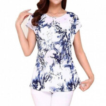 (3XL, 11) 5XL Women Ladies Clothing Tops short Sleeve printing Shirts Casual Boat anchor Blouse Silk female woman clothes plus size