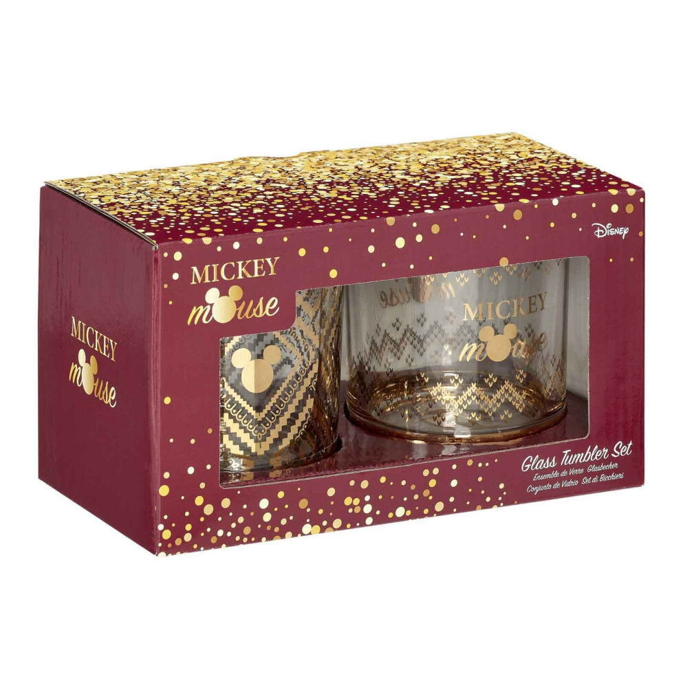 Mickey Mouse tumbler Glass Set Gold Mickey new Official Boxed