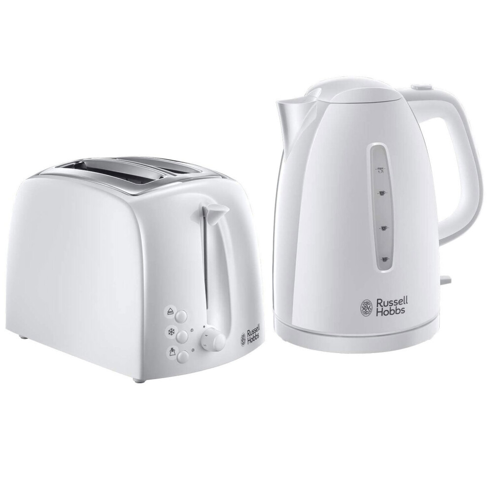 Russell Hobbs Textures 1.7L Kettle & 2 Slice Toaster - White