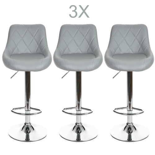 Faux Leather Bar Stools (Grey)