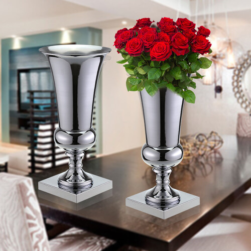 43cm Large Stunning Silver Iron Luxury Flower Vase Urn Wedding Table