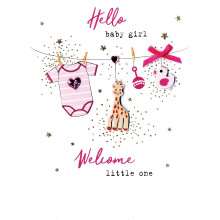 Hello Baby Girl Welcome Little One Irresistible Greeting Card Embellished Cards