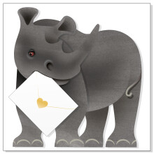 Ronny Rhino 3D Special Delivery Animal Greeting Card Blank Own Message Cards
