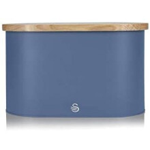 Swan SWKA17512BLUN Nordic Oval Bread Bin with Cutting Board Lid NEW