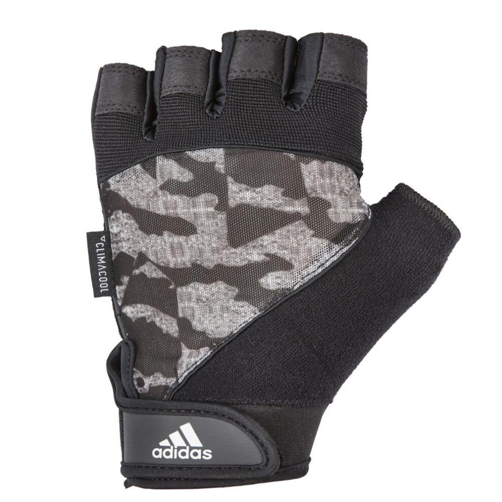 (Grey, S) Adidas Half Finger Performance Weight Lifting Gloves Training