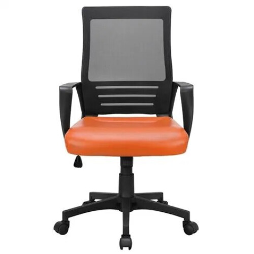 Stressless Office Chair with Leather and Mesh Back Ergonomic Orange