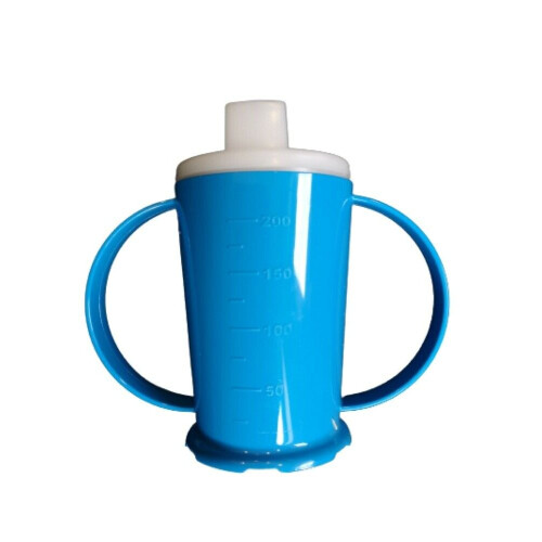 (Pack of 2, Wide Spout) Two Handled Graduated Beaker With lid - Blue
