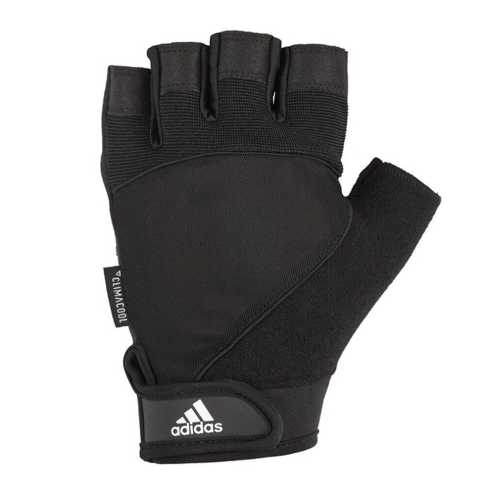 (Black, S) Adidas Half Finger Performance Weight Lifting Gloves Training