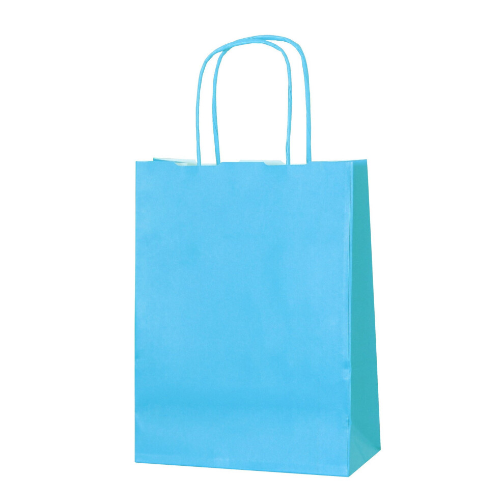 (Light Blue, 10) Small Twist Handle Paper Party Bags - Choose your Colour and Quantity