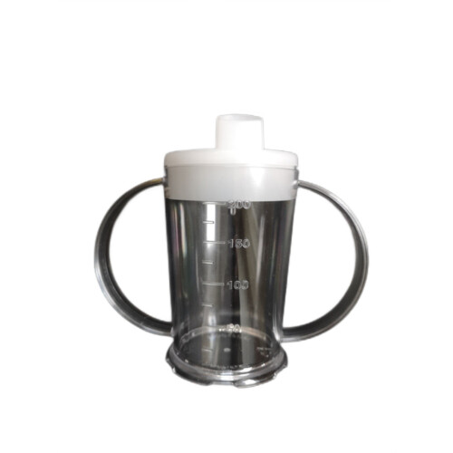 (Pack of 1 , Wide Spout) Two Handled Graduated Beaker With lid - Clear 2