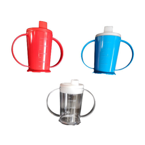 (Pack of 2, Wide Spout) Two Handled Graduated Beaker With lid - Clear
