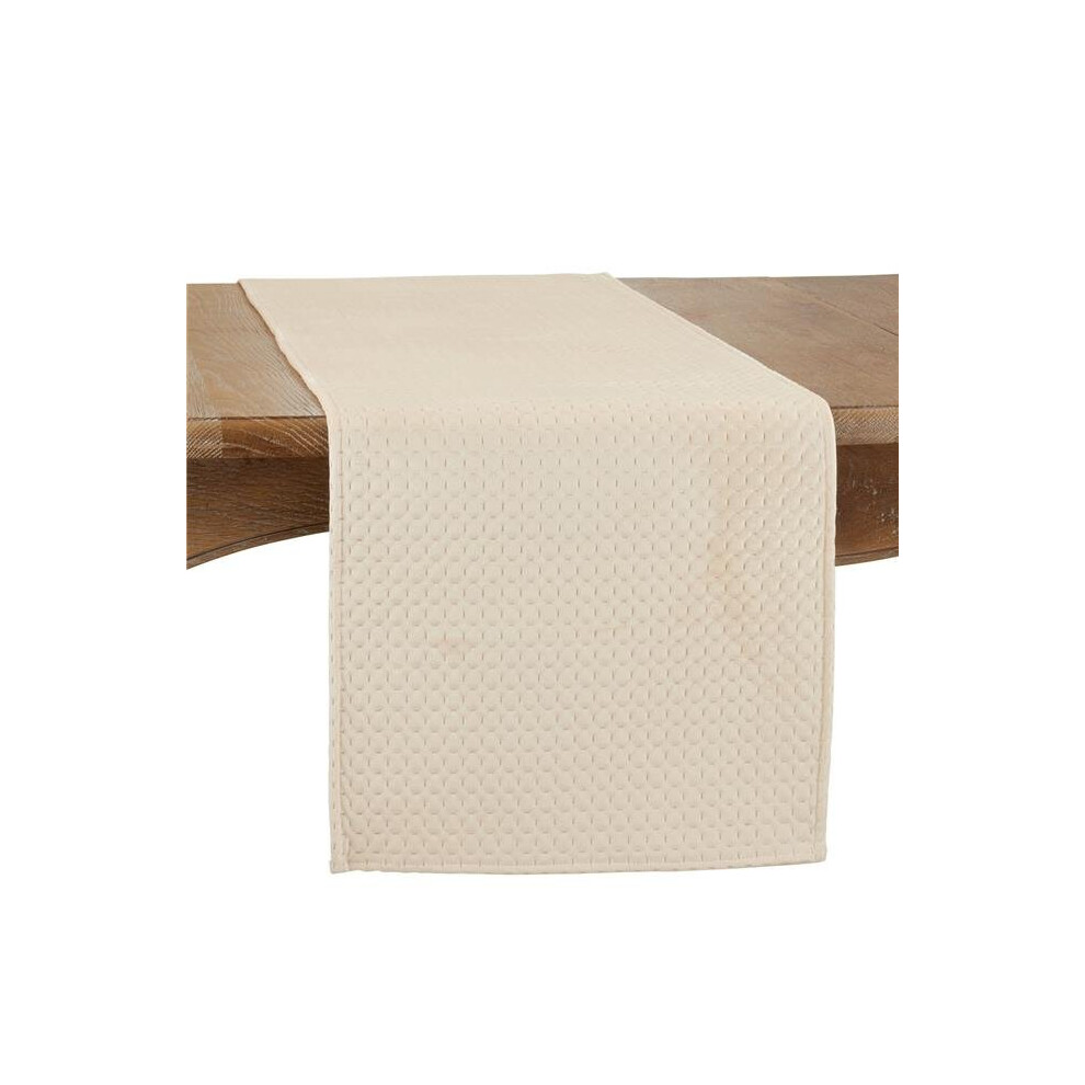 Saro 9036.BE1672B 16 x 72 in. Pinsonic Velvet Oblong Table Runner, Beige-image-OPC-P6XHQFT-NEW