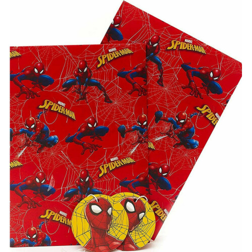 Marvel Spiderman wrapping paper 2 sheet 2 tag