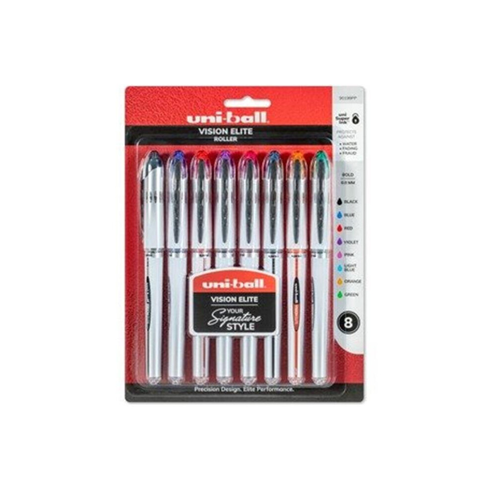 Uni-Ball UBC90199PP 0.8 mm Elite Rollerball Pen - Pack of 8